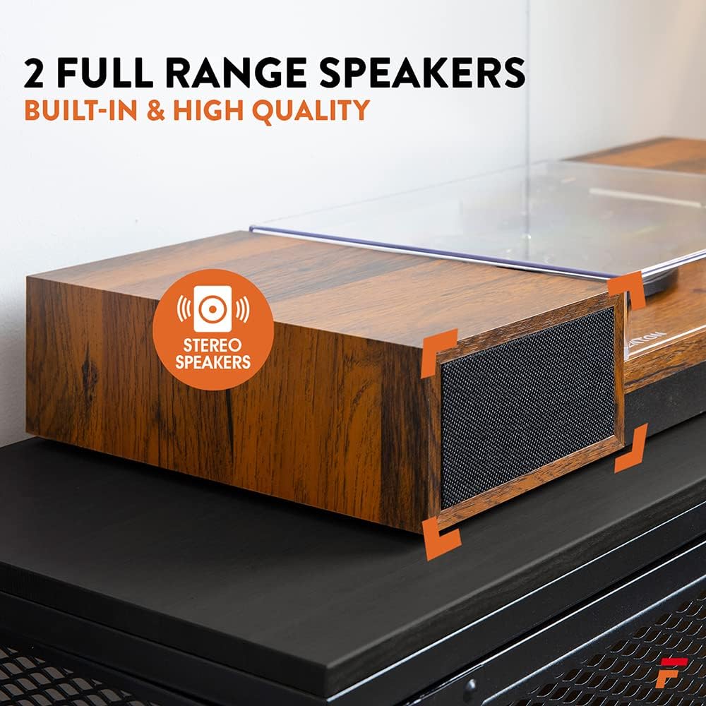 Bluetooth Record Player with Speakers 3 Speed Light Wood