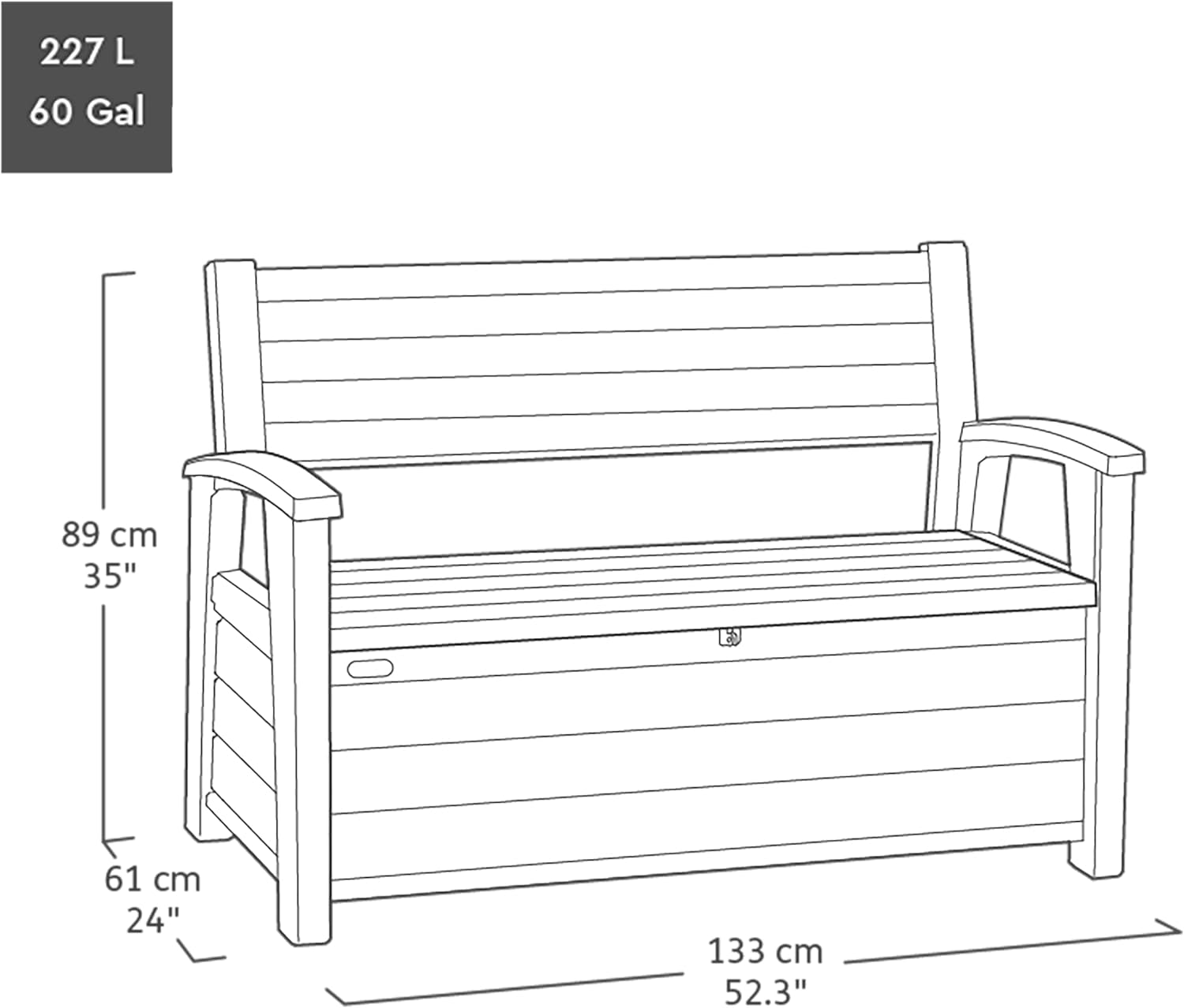 227L Outdoor Garden Storage Bench Wood Look Resin Patio Seat