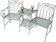 Vintage Jack & Jill Garden Love Seat with Table Sage Green Patio Bench