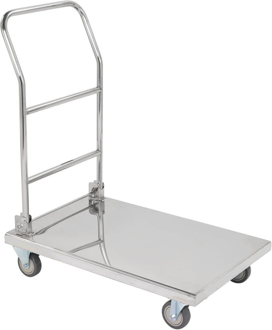 150KG Stainless Steel Platform Trolley Folding Handle
