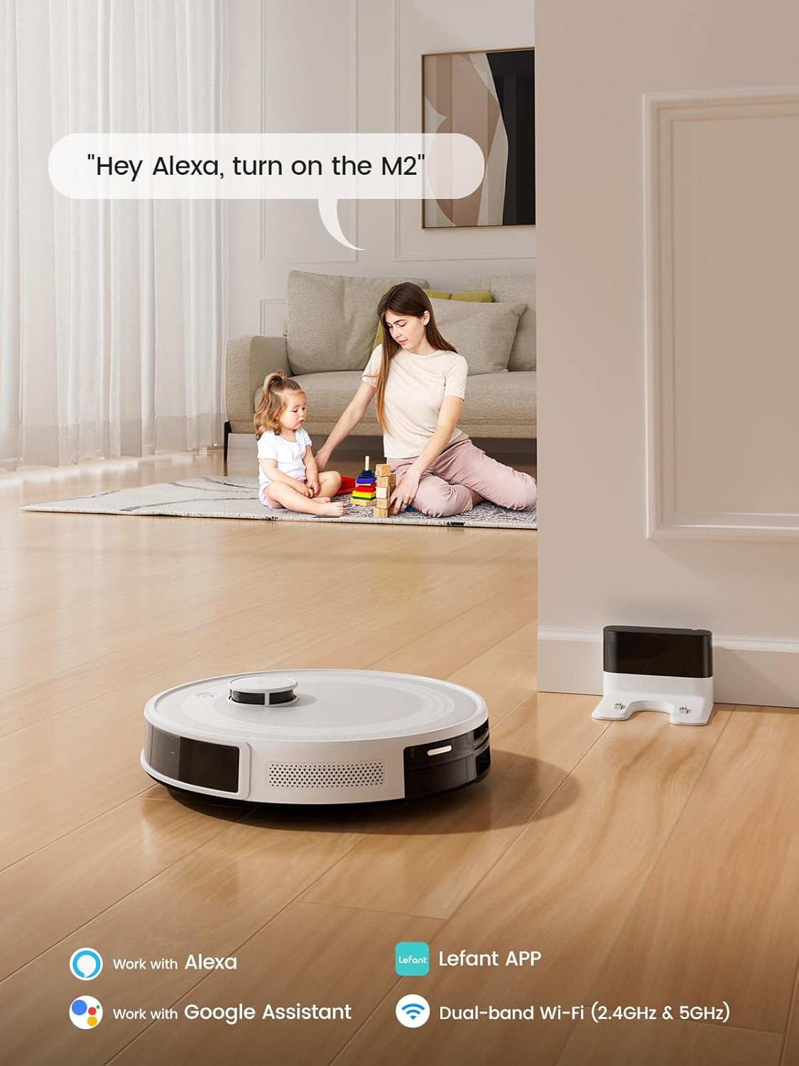 Robot Vacuum Mop 6000Pa LiDAR Mapping App Control Pet Hair