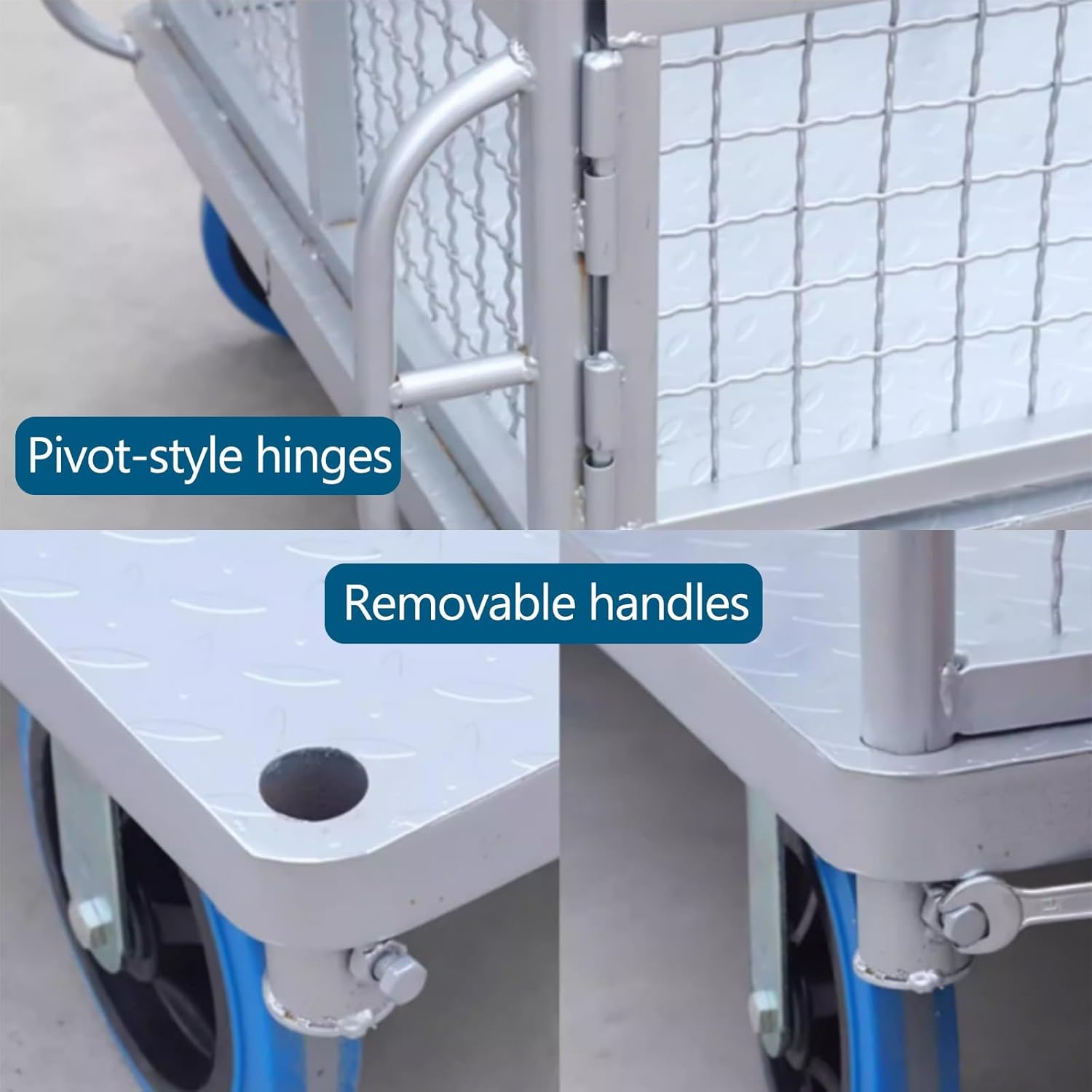 2200LB Platform Truck with Cage 8 Inch Wheel Cart