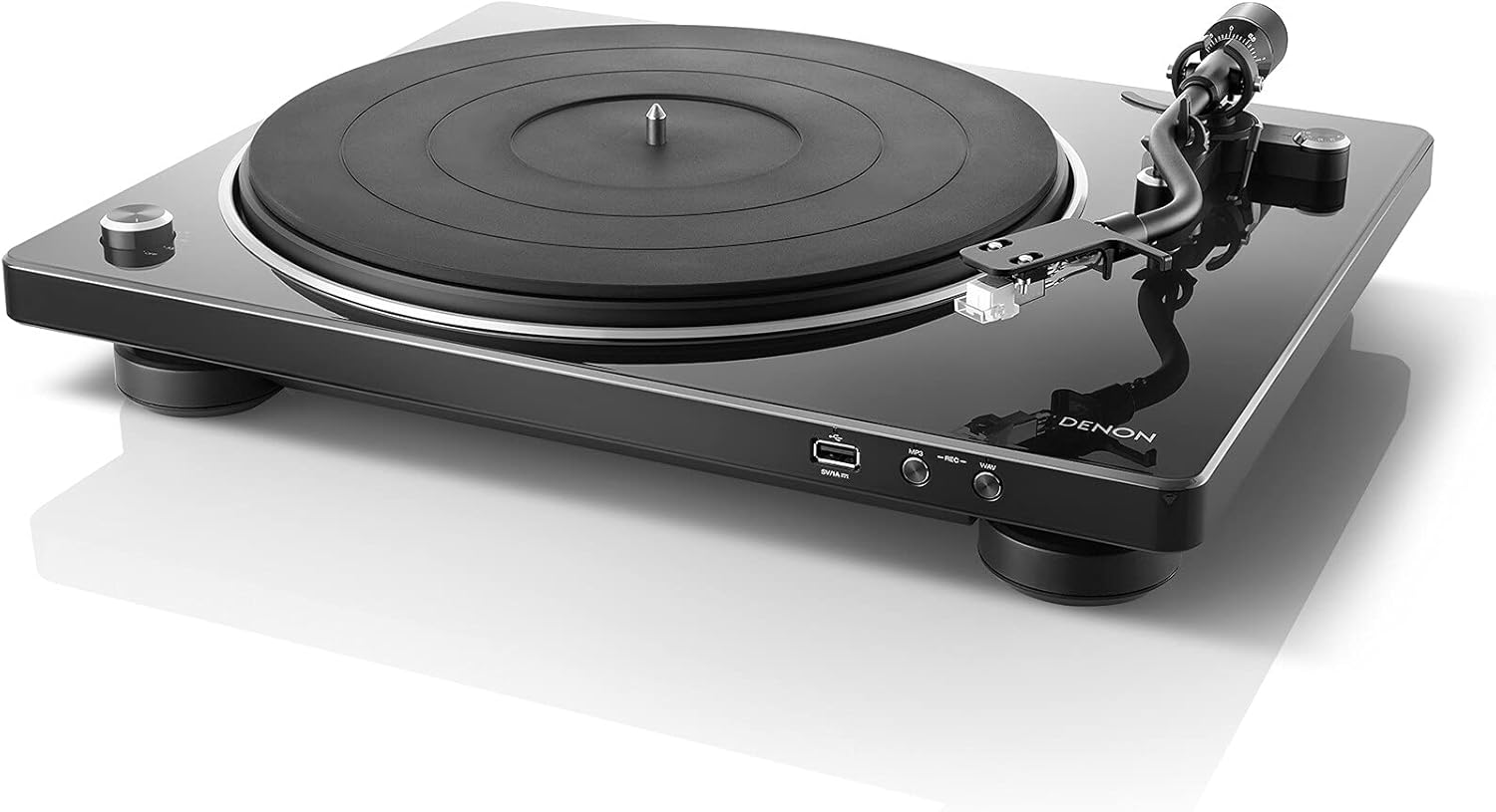 USB Record Player Turntable with Belt-Drive, S-Shaped Tonearm, Phono