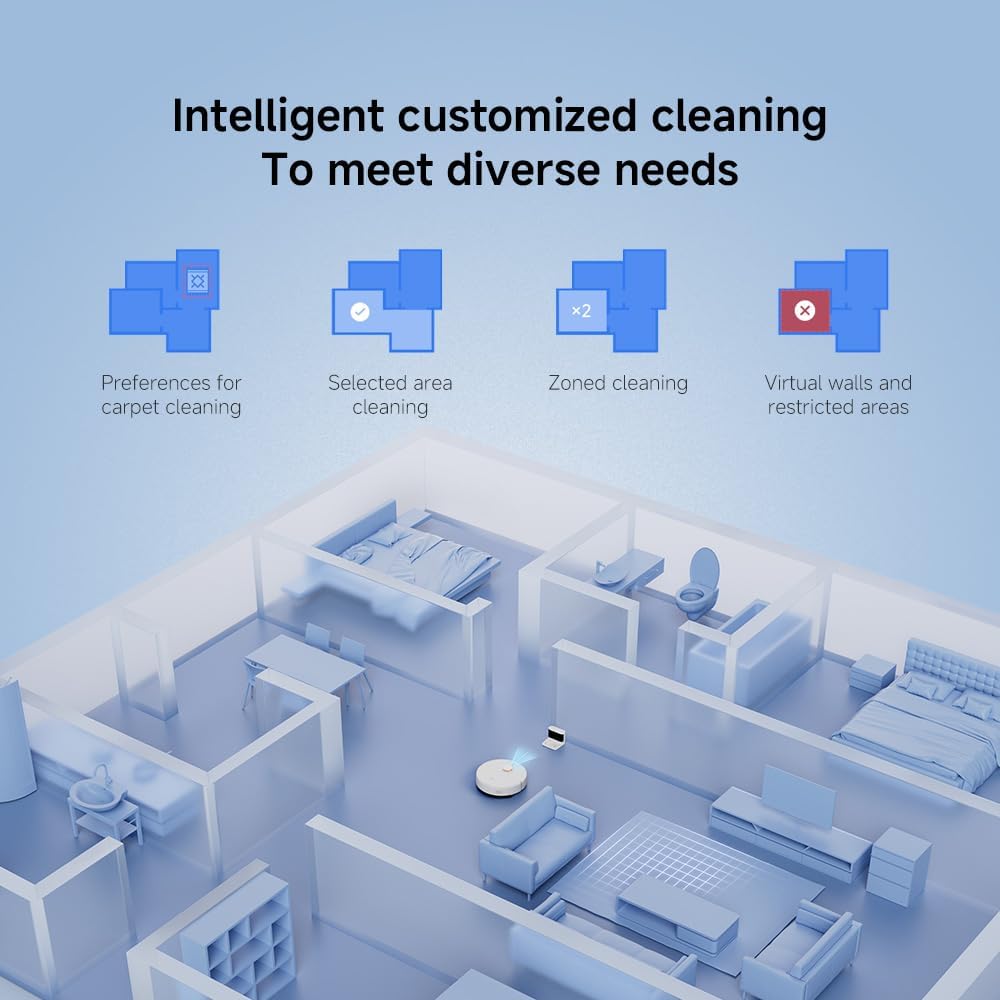 Robot Vacuum Mop 5000Pa LiDAR Mapping WiFi App Pet Hair