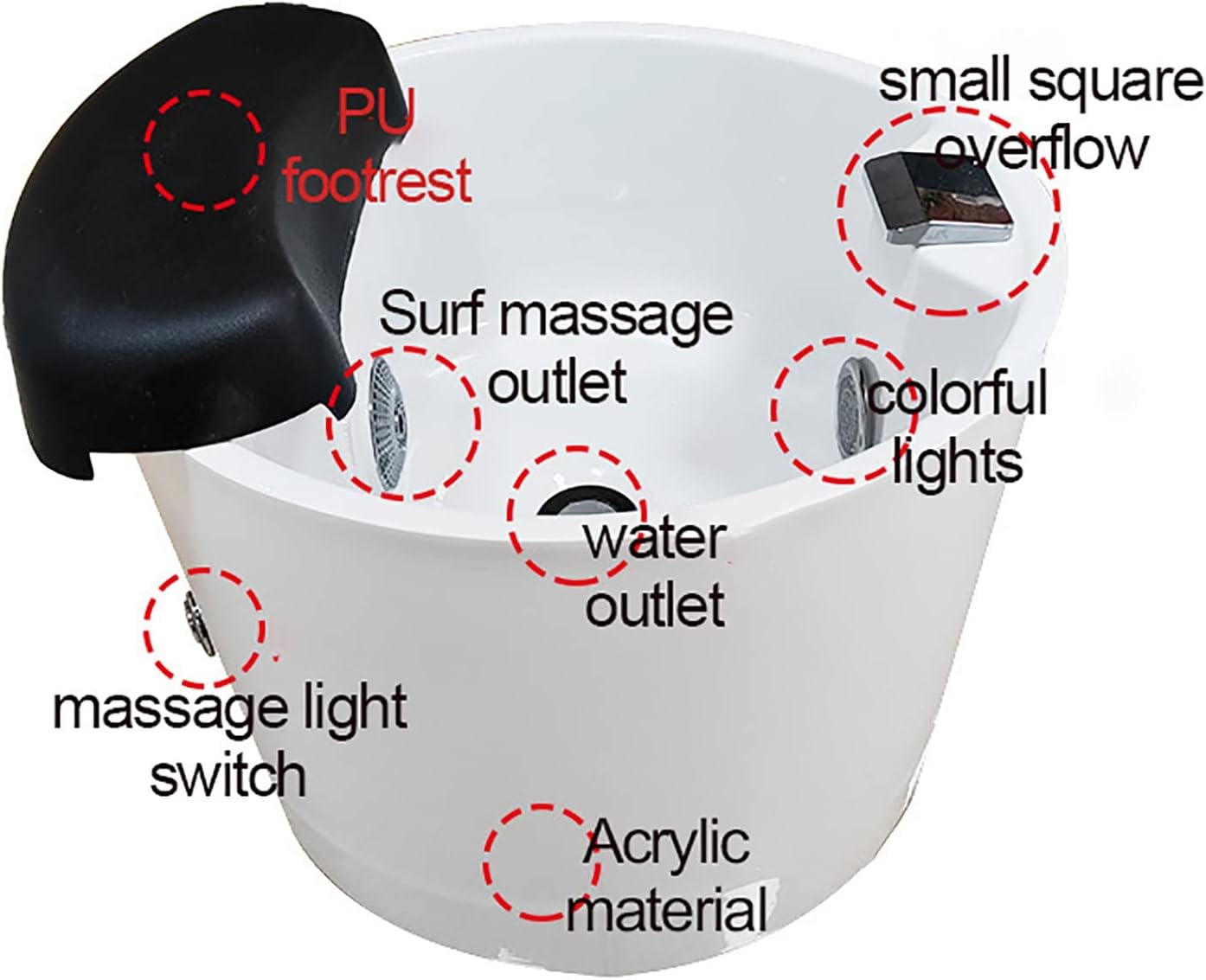 Acrylic Foot Spa Bath Heat Bubble Massage Pedicure Sink Basin