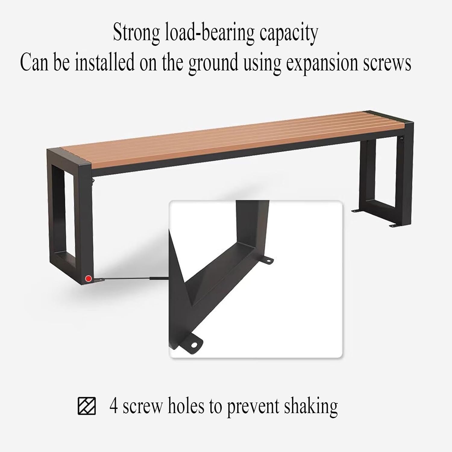 3 Seater Garden Bench Backless Outdoor Patio Seat Wood Metal 108cm