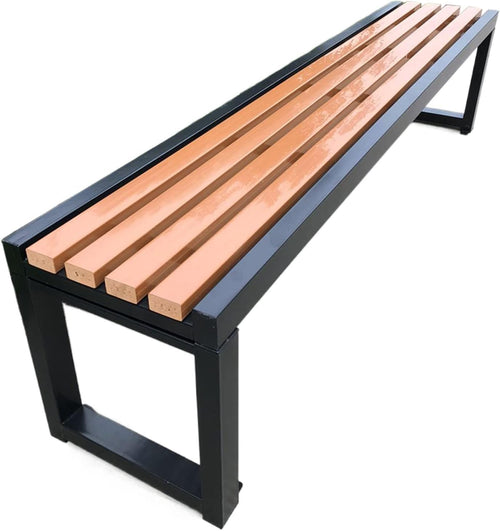 Weatherproof Outdoor Garden Bench Steel Wood Patio Seat 100cm