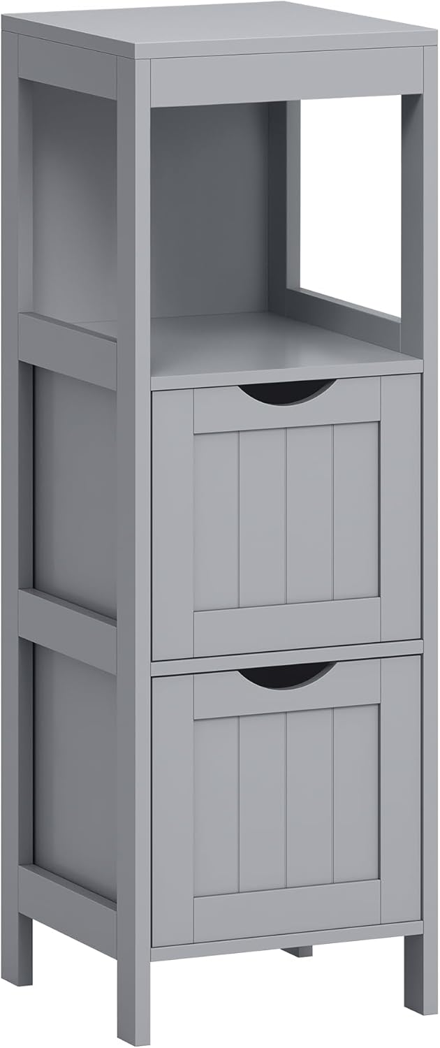 Bathroom Storage Cabinet Grey 2 Drawers Shelf Unit