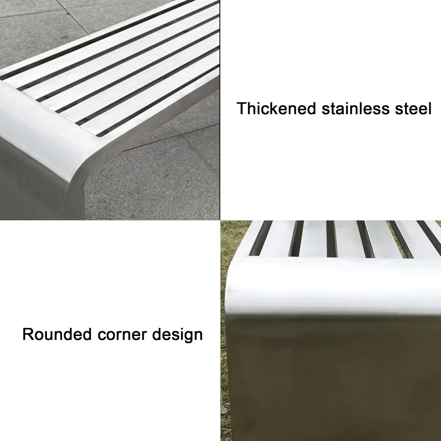 Stainless Steel Outdoor Bench Backless Patio Garden Seat 150cm