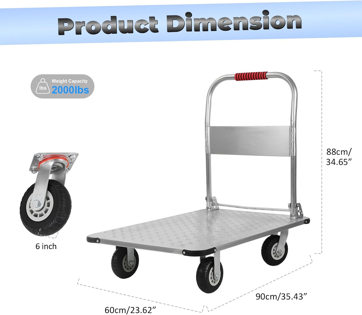 2000lbs Foldable Steel Platform Truck Flatbed Push Cart