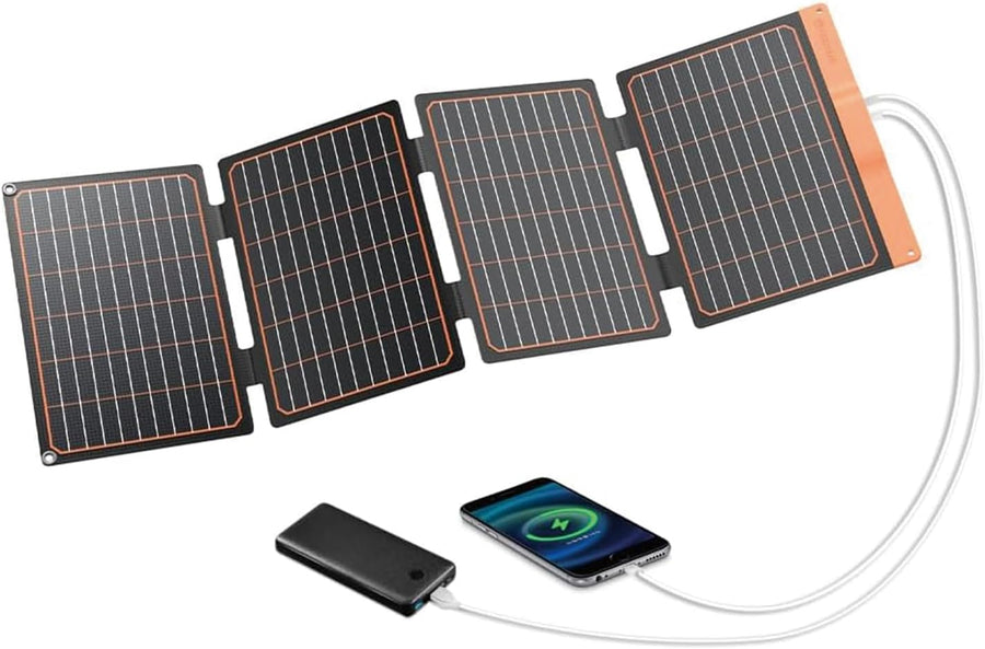 40W Foldable Solar Panel USB C USB A Portable Charger Camping