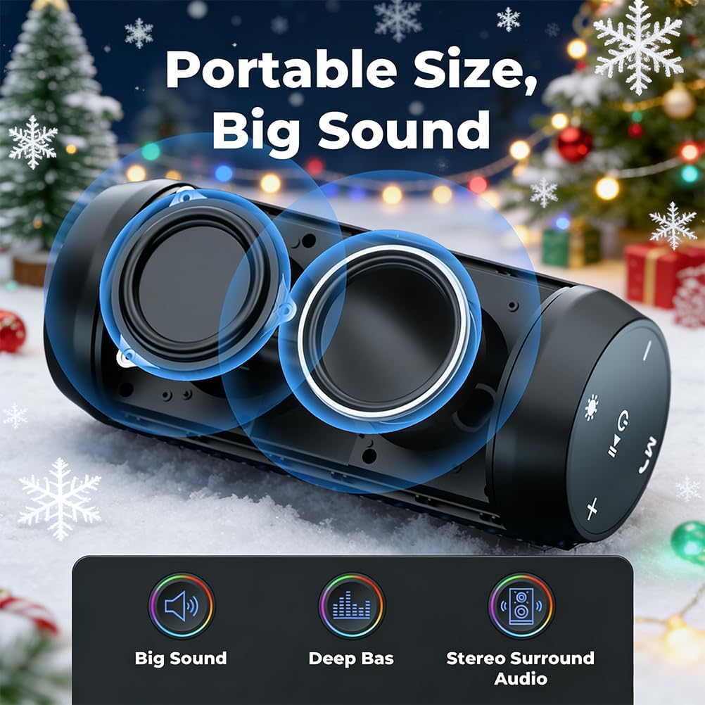 Bluetooth Speaker Portable Wireless LED Bass Stereo USB TF Aux