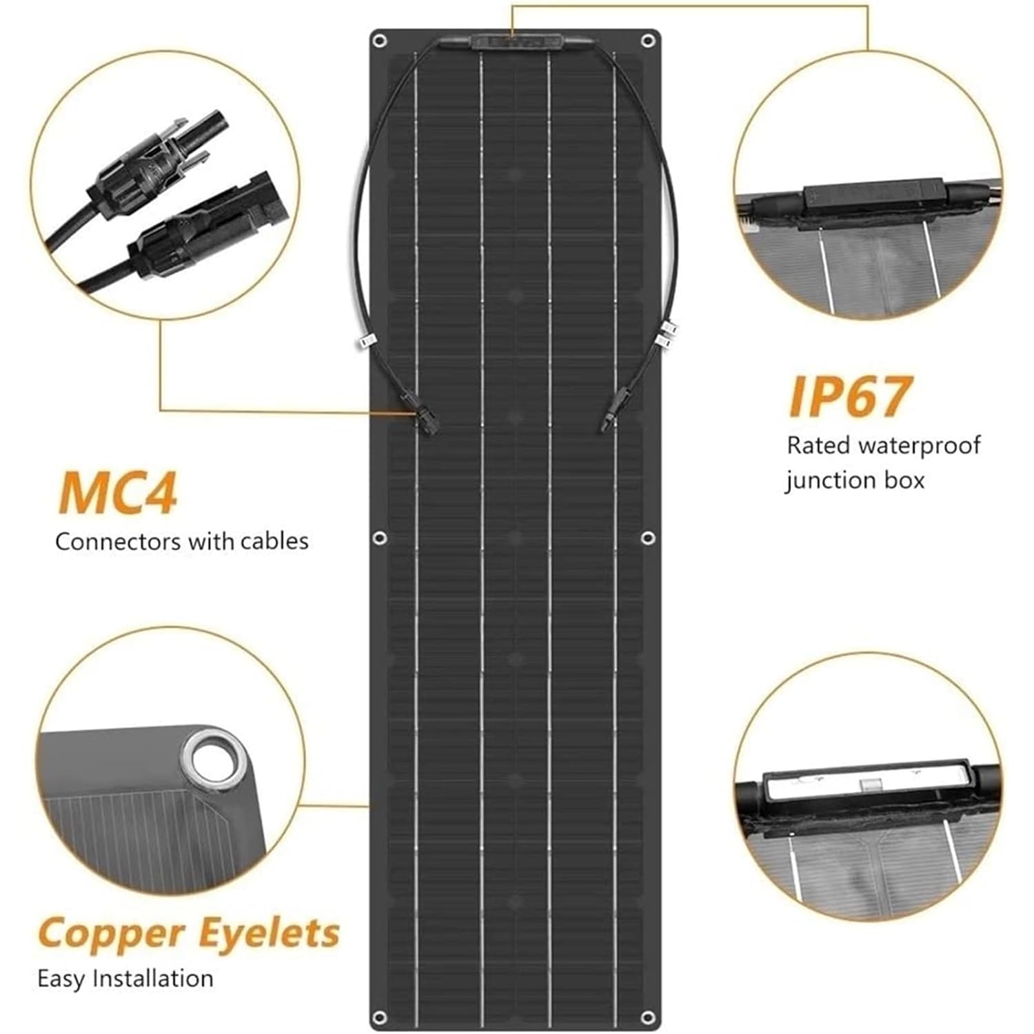 200W Flexible Solar Panel Kit 12V 24V Charge Controller Cable