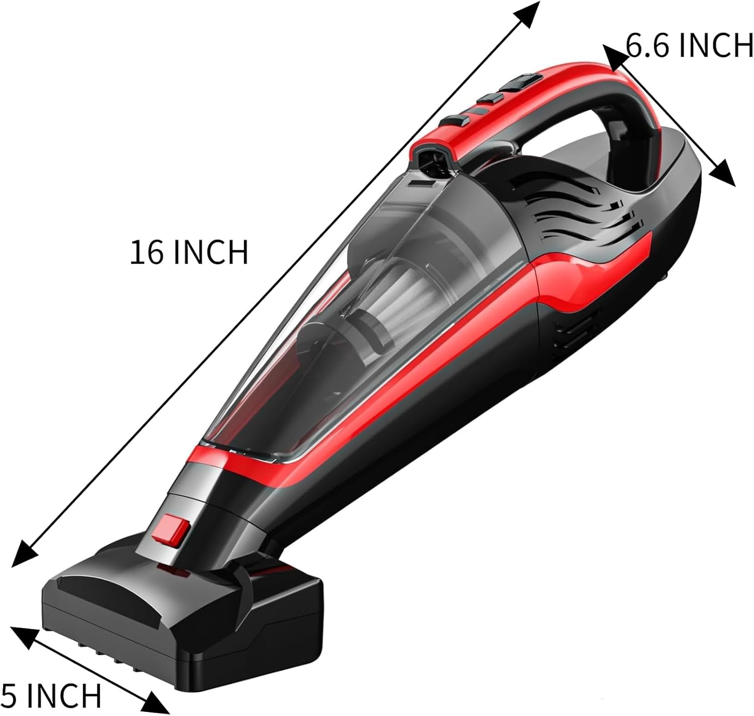 Cordless Pet Hair Handheld Vacuum HEPA Brush LED Light Red