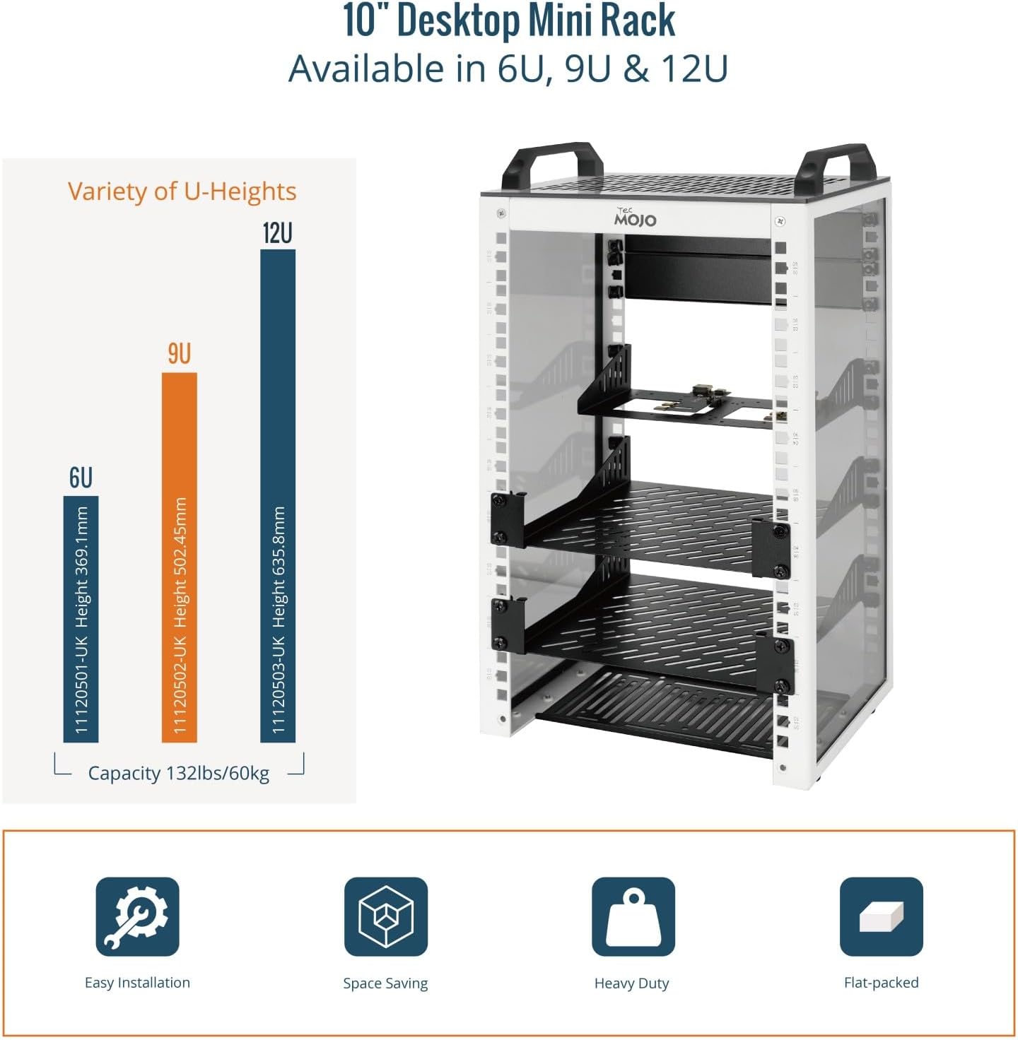 10 Inch 9U Desktop Mini Rack White NAS Server