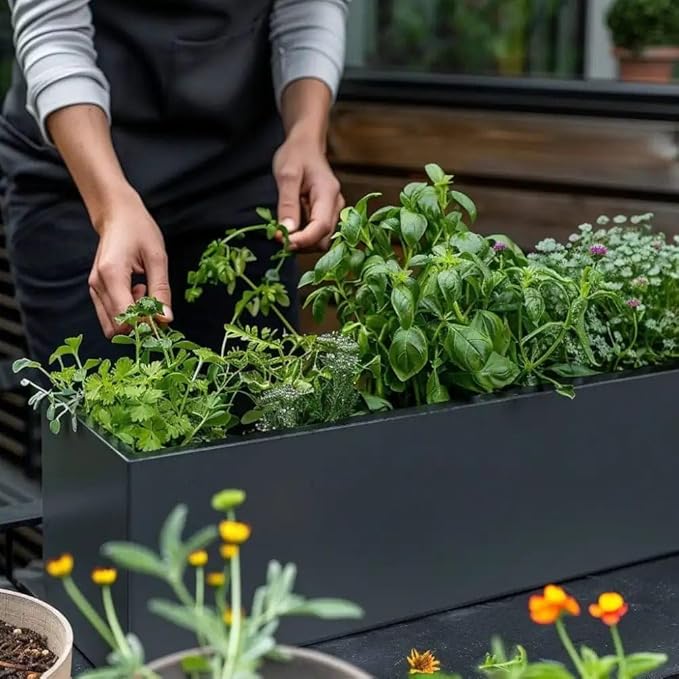 Zinc Galvanised Trough Planter 70cm Matte Grey