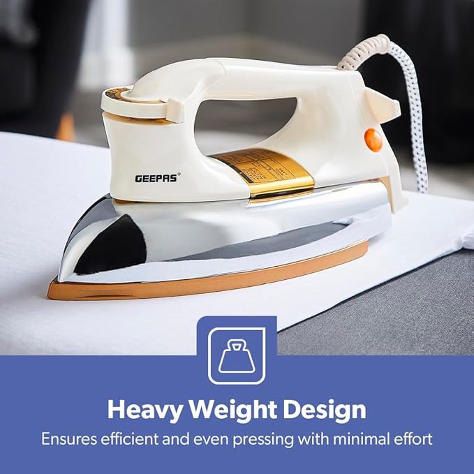1200W Heavyweight Dry Iron Non Stick Soleplate Adjustable Temp