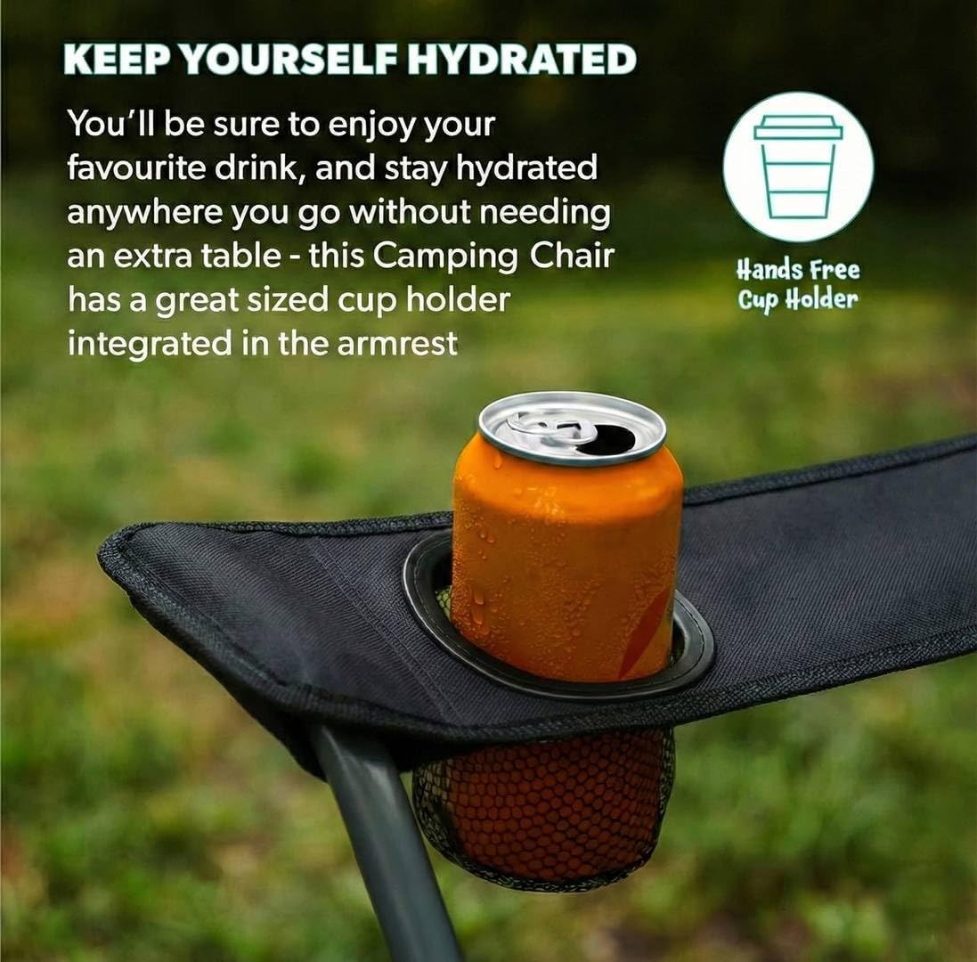 4 Pack Black Folding Camping Chairs with Cup Holder