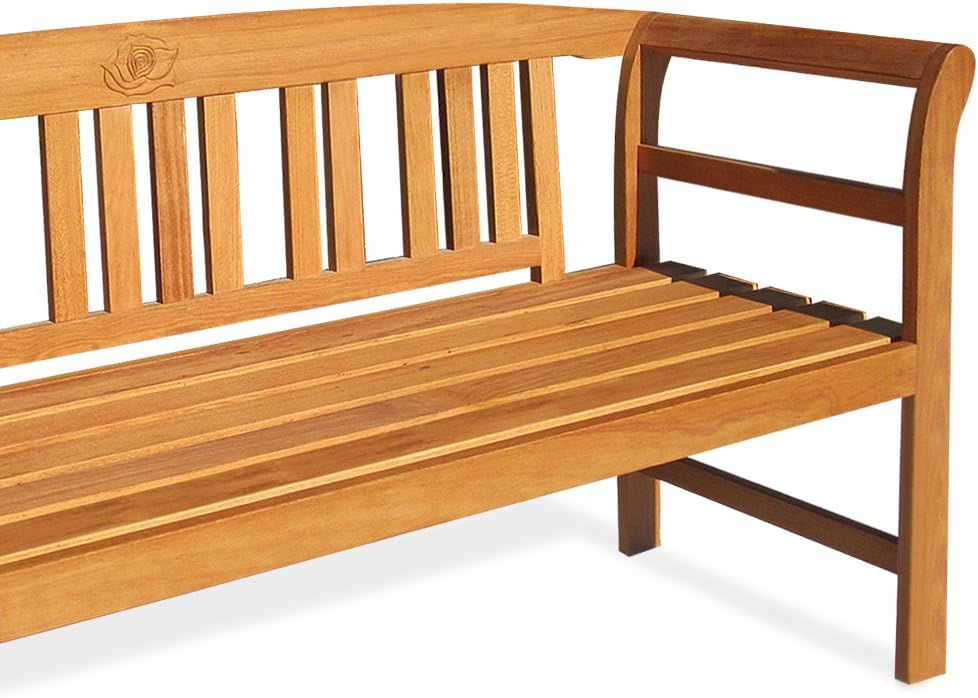 3 Seater Wooden Garden Bench 158cm Eucalyptus Outdoor Patio Seat