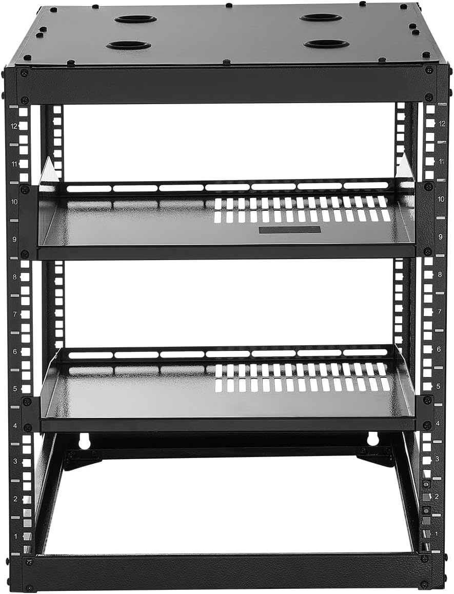 12U Open Frame Network Rack Wall Floor Mount Black