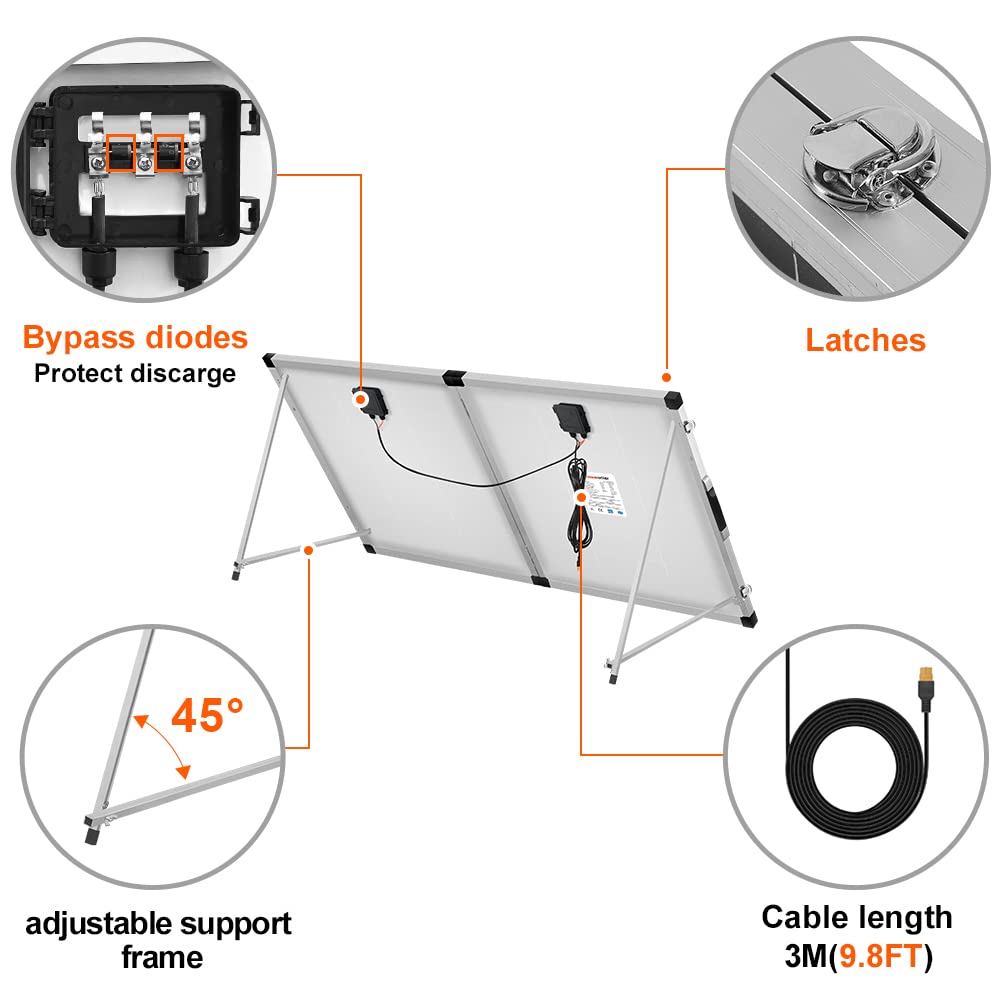 200W Foldable Solar Panel 12V Portable Suitcase Kit