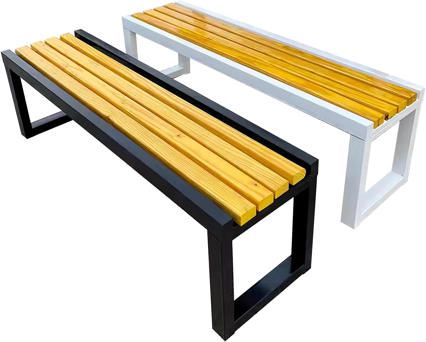 Outdoor Wooden Garden Bench Backless Patio Porch Seat 100cm