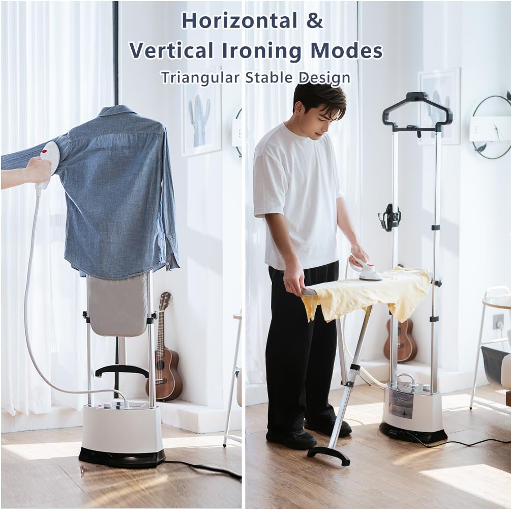 Upright Garment Steamer 1400W 12 Levels 1.6L Tank 95g Steam