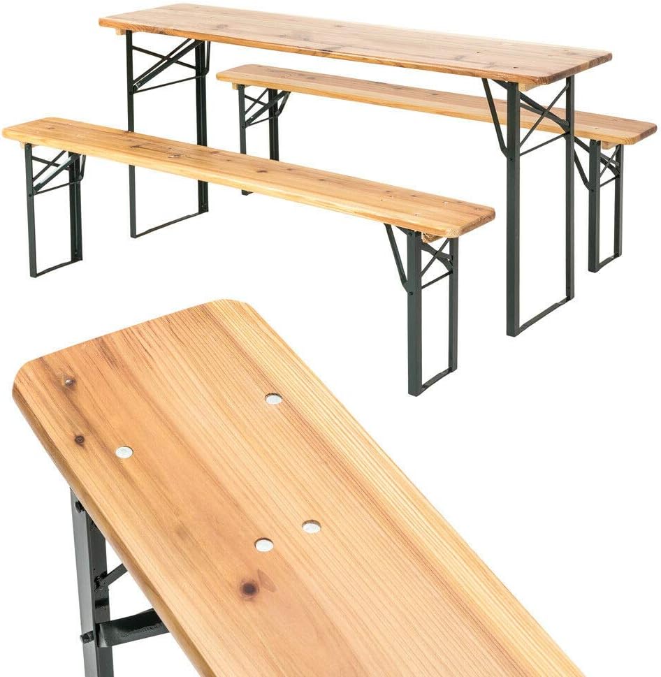 Folding Wooden Beer Table and Bench Set Portable Picnic