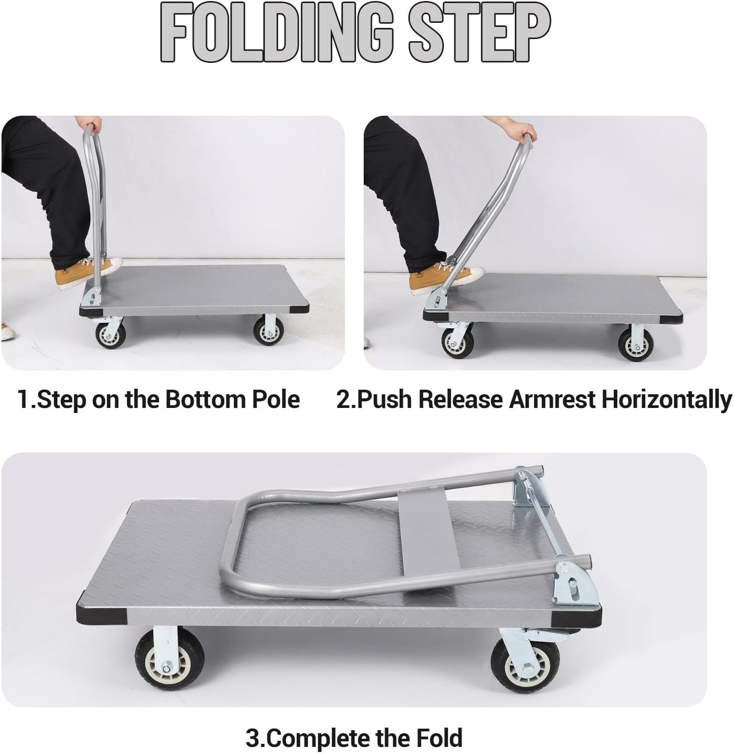 900KG Heavy Duty Platform Truck Folding Flatbed Trolley