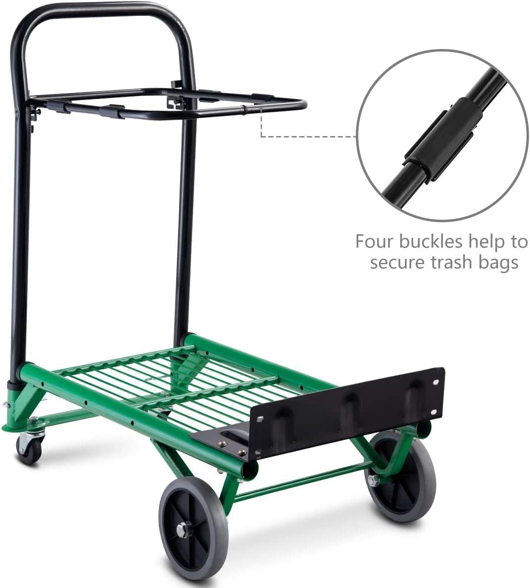 90KG Folding Hand Truck Trolley Adjustable Height 4 Wheel Cart