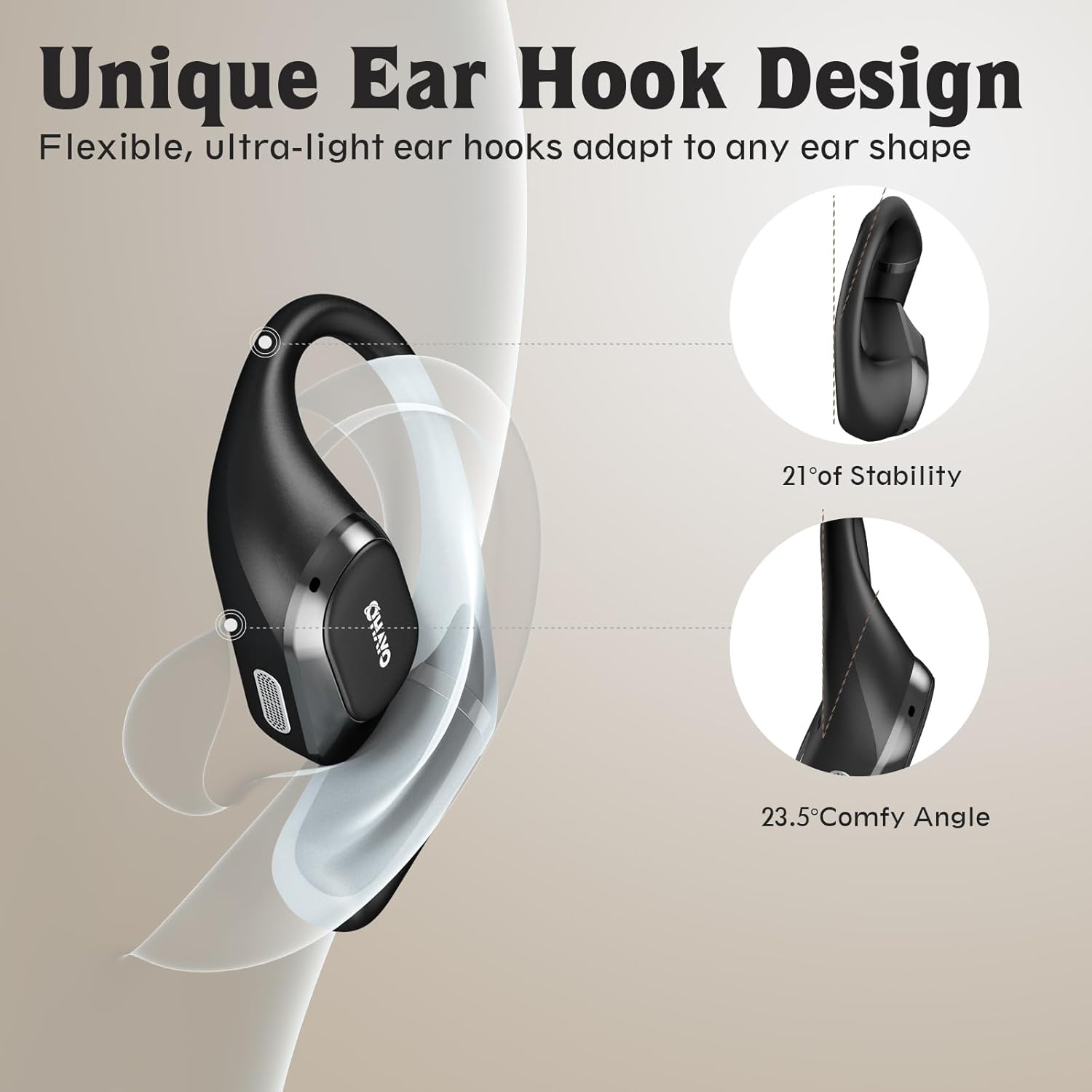 Open Ear Bluetooth Sport Headphones Ear Hook ENC Mic 40H Battery