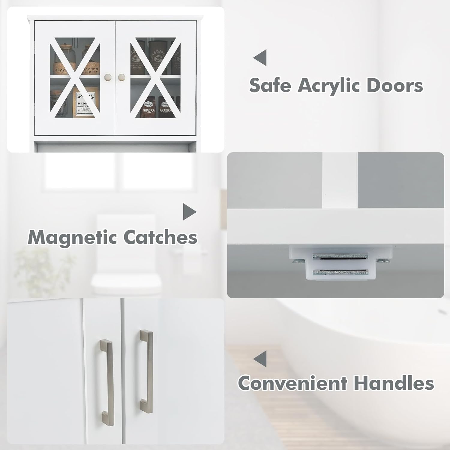 Tall Storage Cabinet White Adjustable Shelf Door Unit