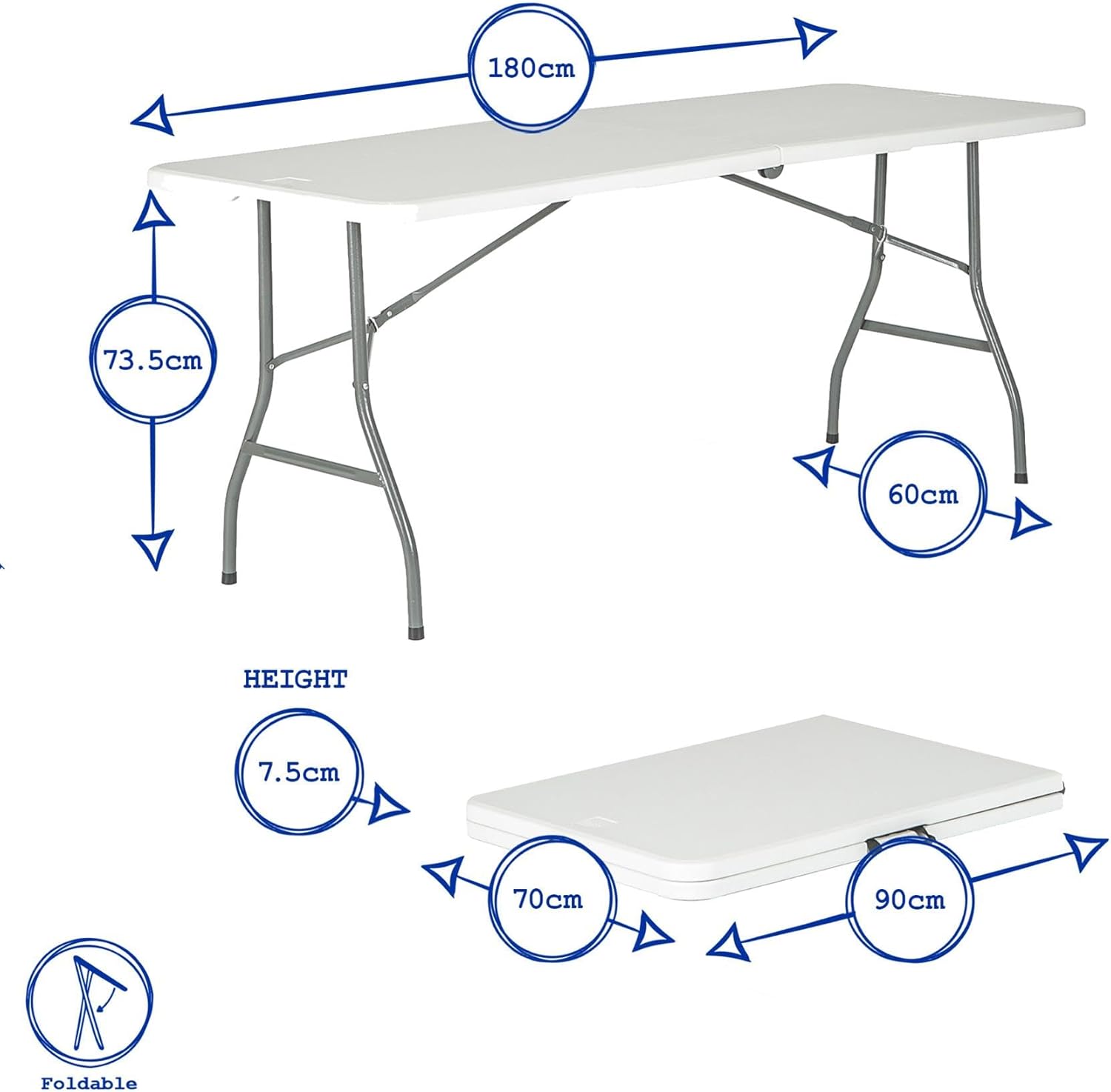 6pc Folding Picnic Table Bench & Chairs Set 6FT Portable Garden