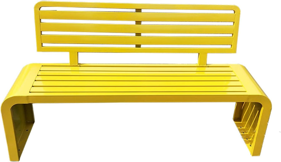 3 Seater Metal Garden Bench 150cm Weatherproof Patio Seat Yellow