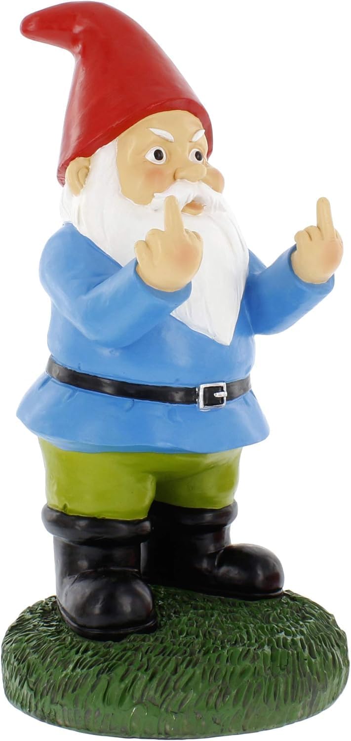 Funny Garden Gnome Statue Outdoor Naughty Ornament Resin 12cm