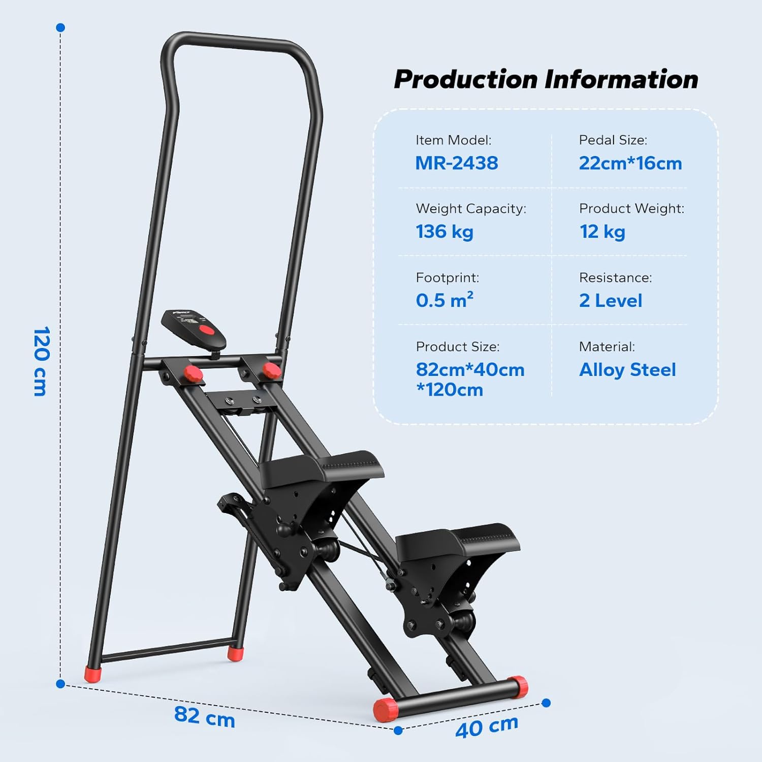 Vertical Climber Stair Stepper Foldable Cardio Machine w/ LCD Monitor
