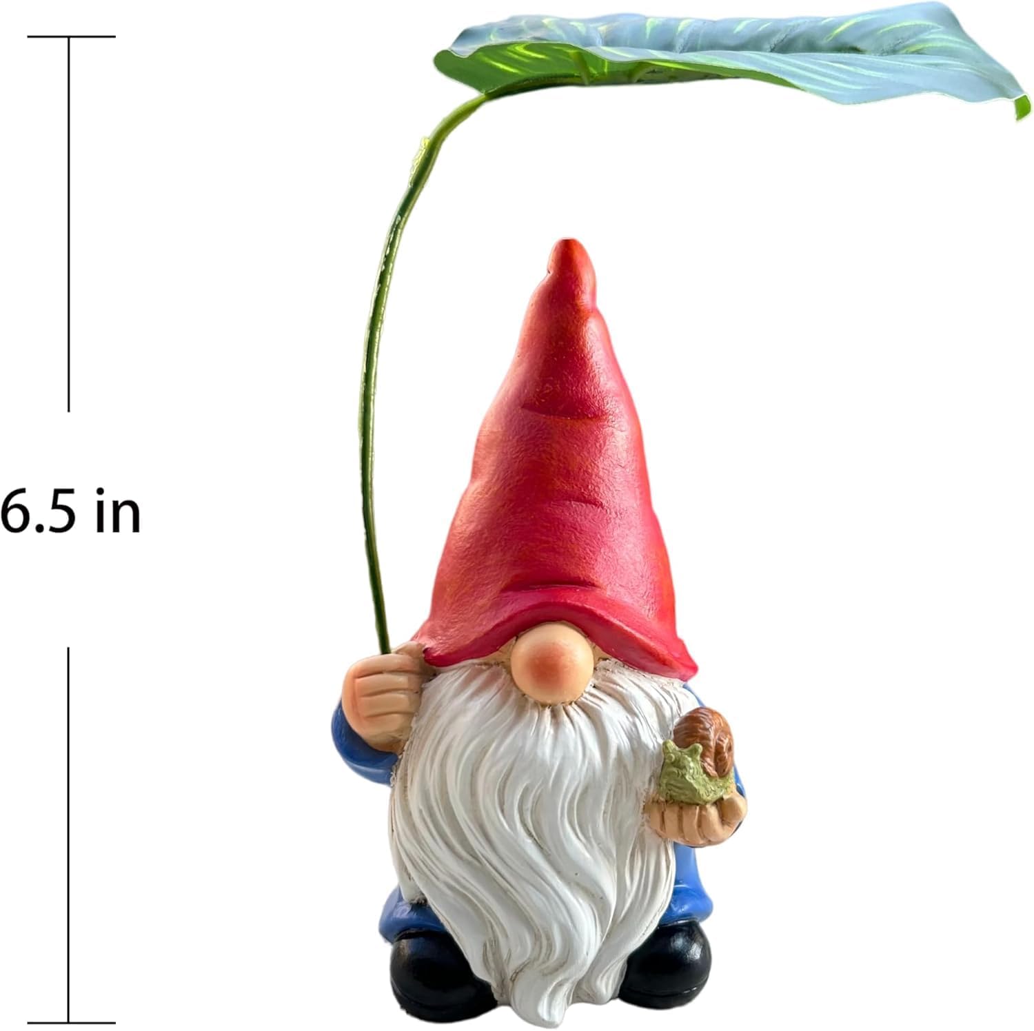 Garden Gnome Statue Leaf Umbrella Figurine Outdoor Patio Yard Decor