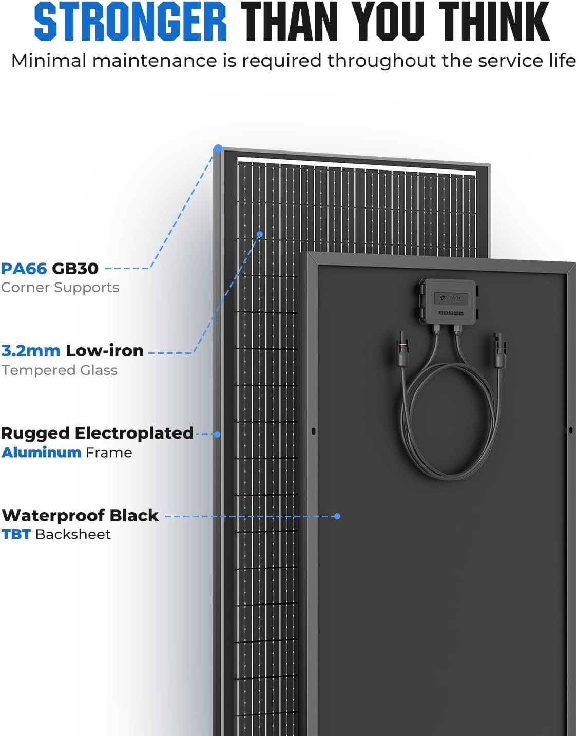 100W Black Solar Panel N Type Mono IP68 MC4 12V