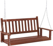 2 Seater Wooden Garden Swing Bench Hanging Patio Seat Brown
