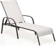 Garden Sun Lounger 5 Position Recliner Chair Grey