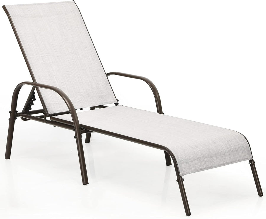 Garden Sun Lounger 5 Position Recliner Chair Grey