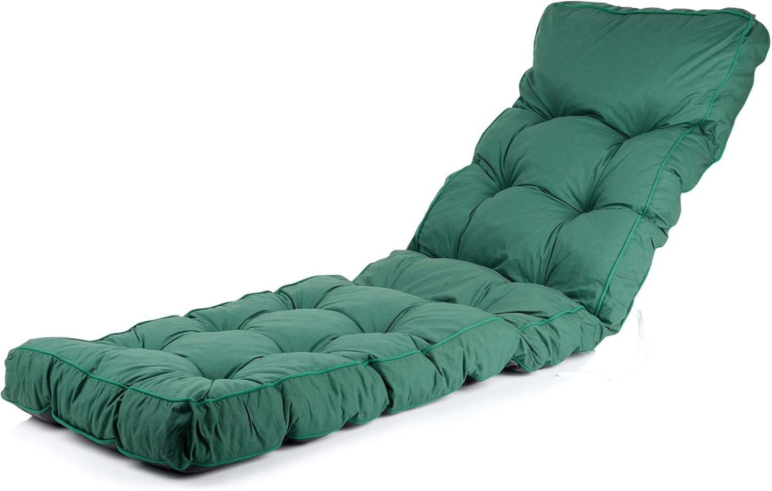 Folding Sun Lounger with Thick Cushion 5 Position Green