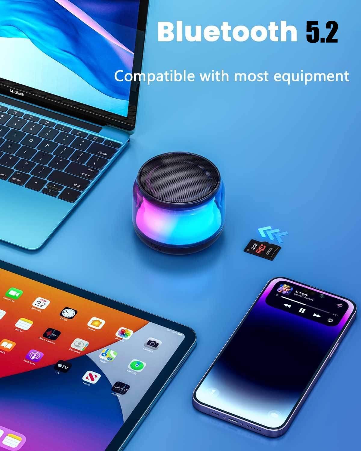 Mini Bluetooth Speaker 30W Portable RGB Lights USB-C Waterproof