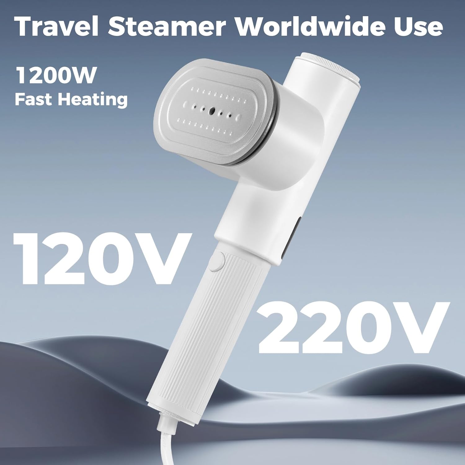 Travel Garment Steamer 1200W LED 2in1 Foldable Iron 100ml