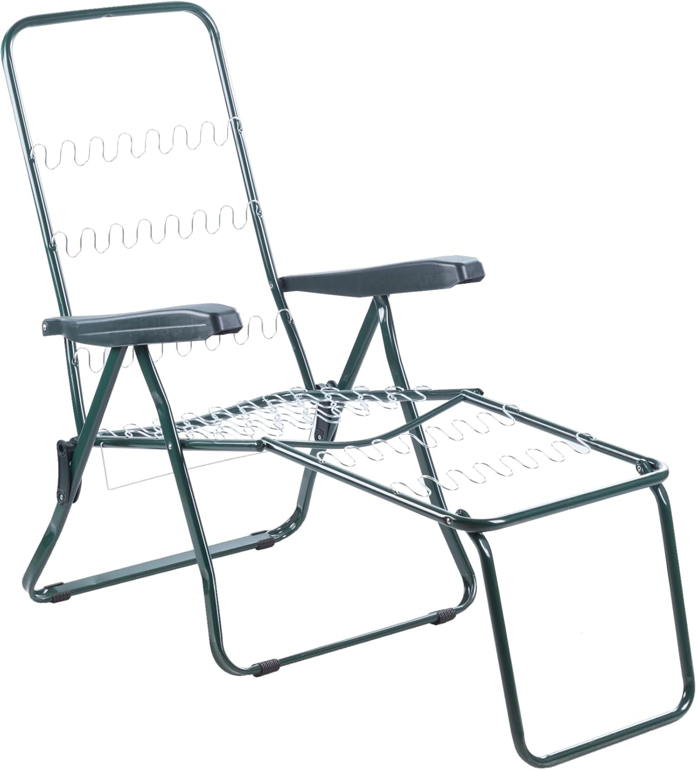 Folding Sun Lounger with Thick Cushion 5 Position Green