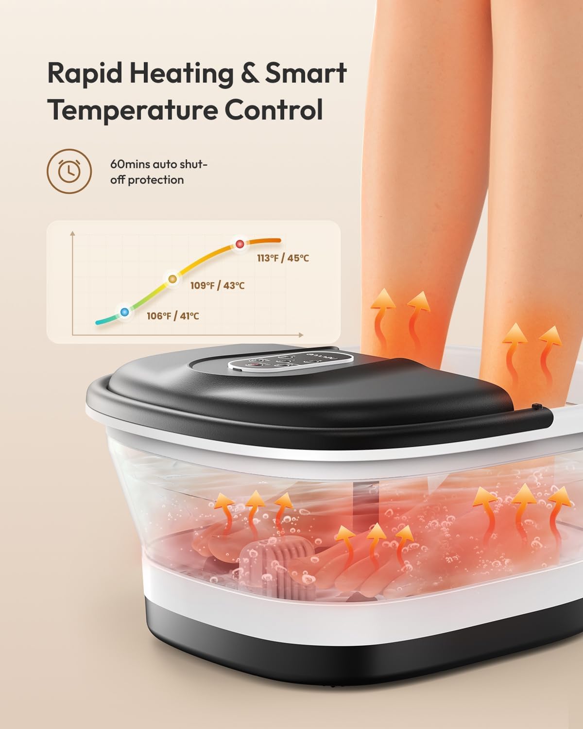Collapsible Foot Spa Massager Heat Remote 16 Rollers Timer Bath