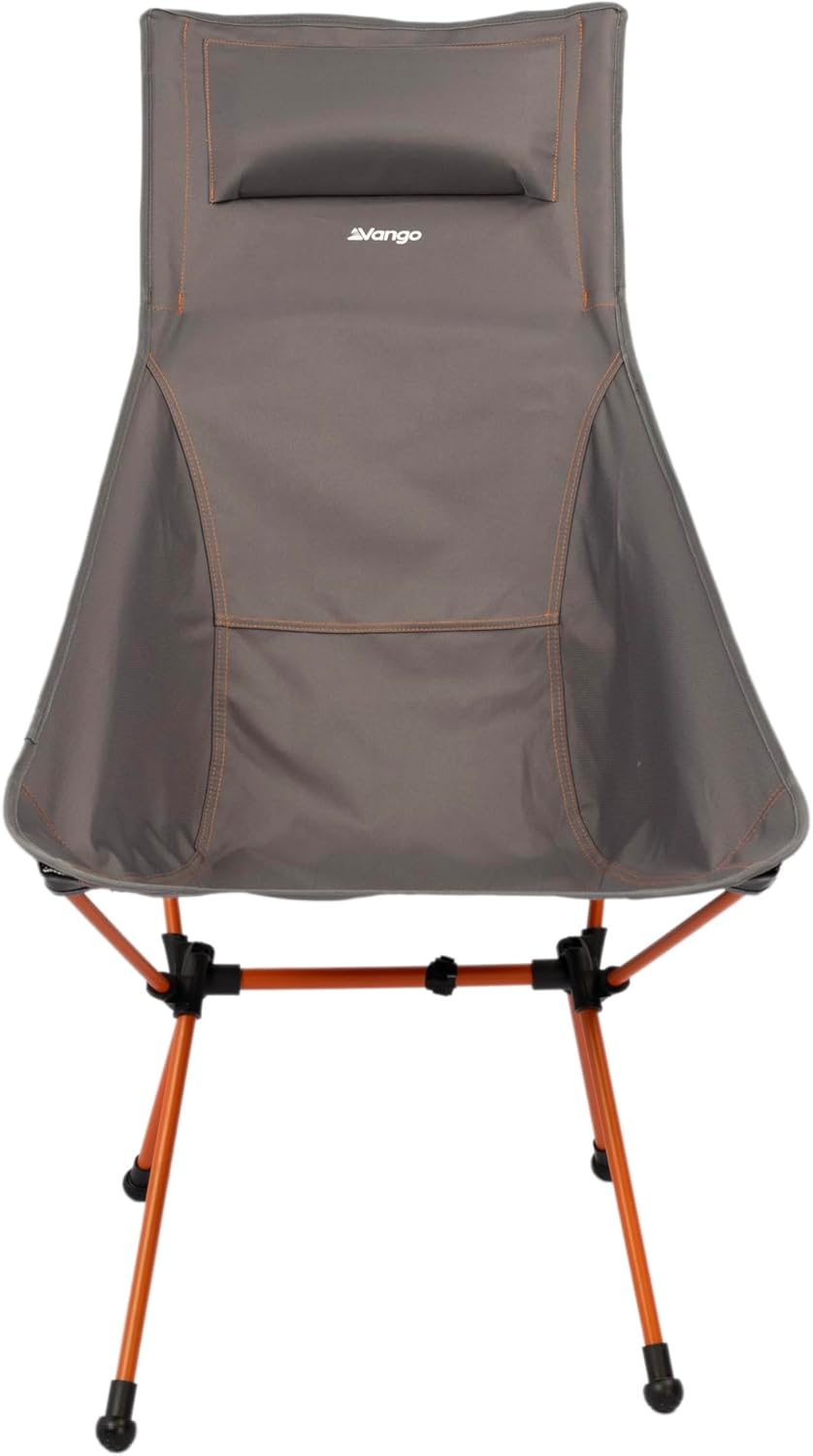 Tall Foldable Camping Chair Compact High Back Grey
