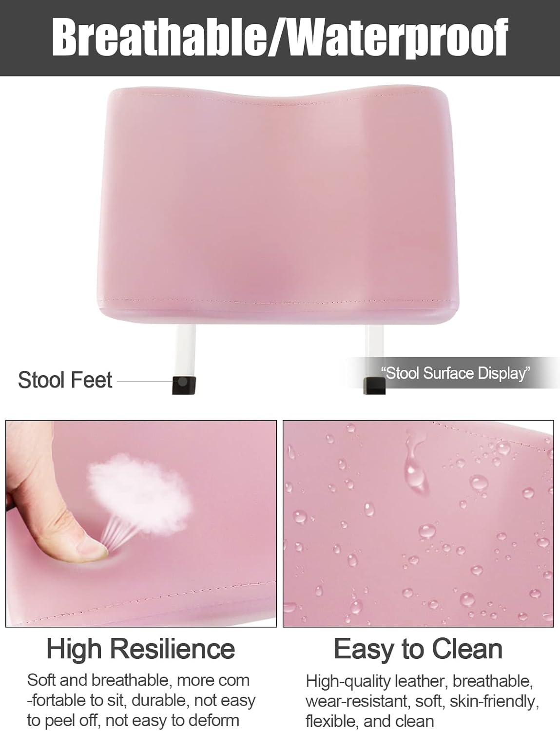Adjustable Pedicure Stool Foot Rest Salon Spa Nail Stand Pink