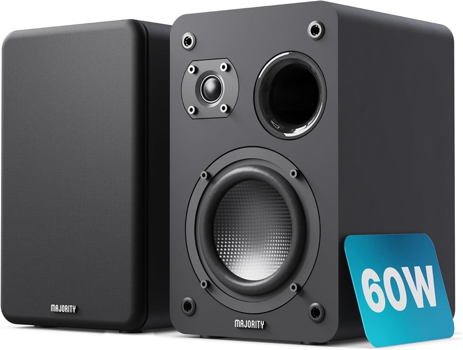 HiFi Bookshelf Speakers Pair Passive Stereo 60W Wooden Audio