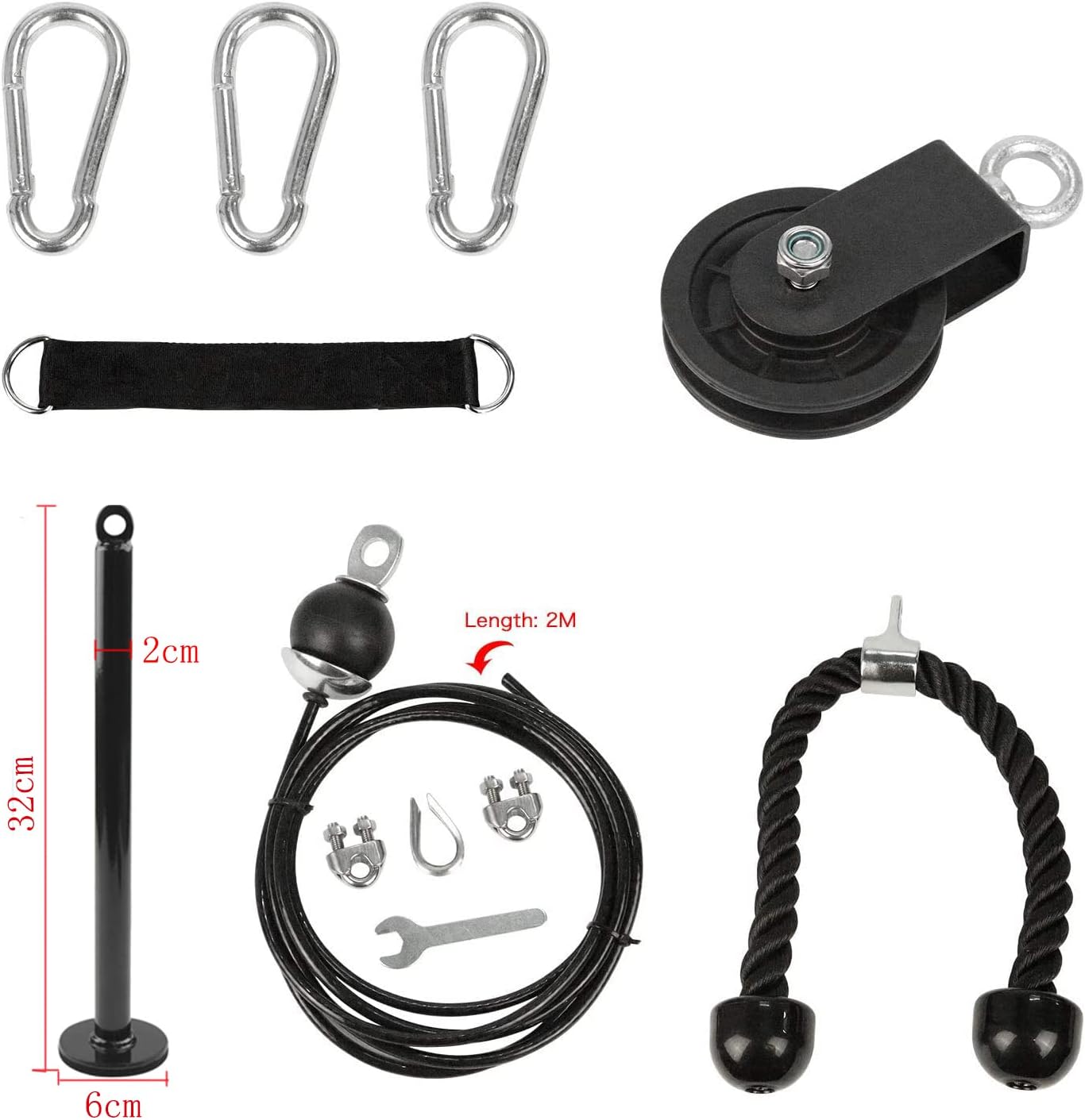 Home Gym Cable Pulley System LAT Pulldown Strength Trainer 100kg